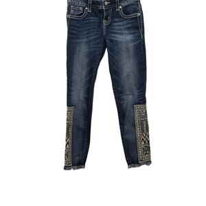 Miss Me Signature Ankle Skinny Jeans Women's 25‎ Denim Embroidered Boho JP7762AK